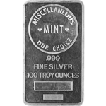 SILVER BARS 100 OZ - 100 OZ SILVER BAR **OUR CHOICE BRAND**
