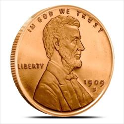 COPPER - 1 OZ COPPER ROUND WHEAT CENT TUBE