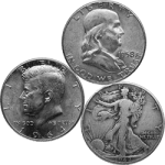 SILVER U.S. COINAGE 90 % - 90% AMERICAN SILVER COINS - MIXED HALVES