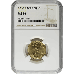 AMERICAN GOLD EAGLE NGC AND PCGS - 2016 1/4 OZ AMERICAN GOLD EAGLE NGC MS70