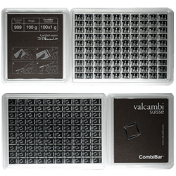 SILVER BARS ASSORTED WEIGHT - 100 GRAM VALCAMBI SILVER BAR COMBI