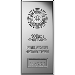 SILVER BARS 100 OZ - 100 OZ SILVER BAR ROYAL CANADIAN MINT