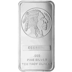 SILVER BARS 10 OZ - 10 OZ SILVER BUFFALO BAR