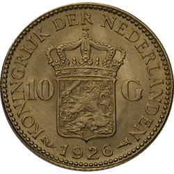 WORLD GOLD - 10 GUILDER HOLLAND GOLD COIN