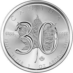 CANADIAN SILVER - 2018 1 OZ CANADIAN SILVER MAPLE LEAF 30TH ANNIVERSARY