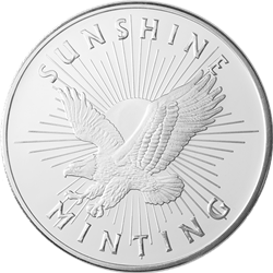 SILVER ROUNDS 1 OZ - 1 OZ SILVER ROUND SUNSHINE