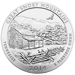 AMERICA THE BEAUTIFUL - 2014 5 OZ SILVER ATB GREAT SMOKEY MOUNTAINS