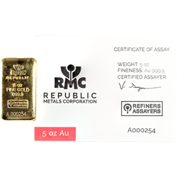 GOLD BARS ASSORTED WEIGHTS - 5 OZ GOLD BAR LBMA