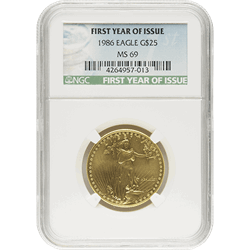 AMERICAN GOLD EAGLE NGC AND PCGS - 1986 1/2 OZ AMERICAN GOLD EAGLE NGC MS69