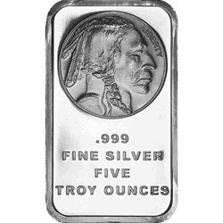 SILVER BARS ASSORTED WEIGHT - 5 OZ SILVER BAR BUFFALO