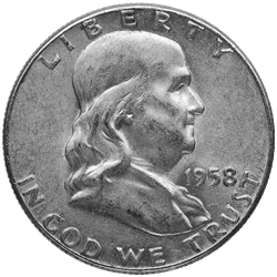 SILVER U.S. COINAGE 90 % - 90% AMERICAN SILVER COINS - FRANKLIN HALF DOLLARS