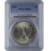 SILVER DOLLARS - 1921-1935 AMERICAN SILVER PEACE DOLLAR PCGS64