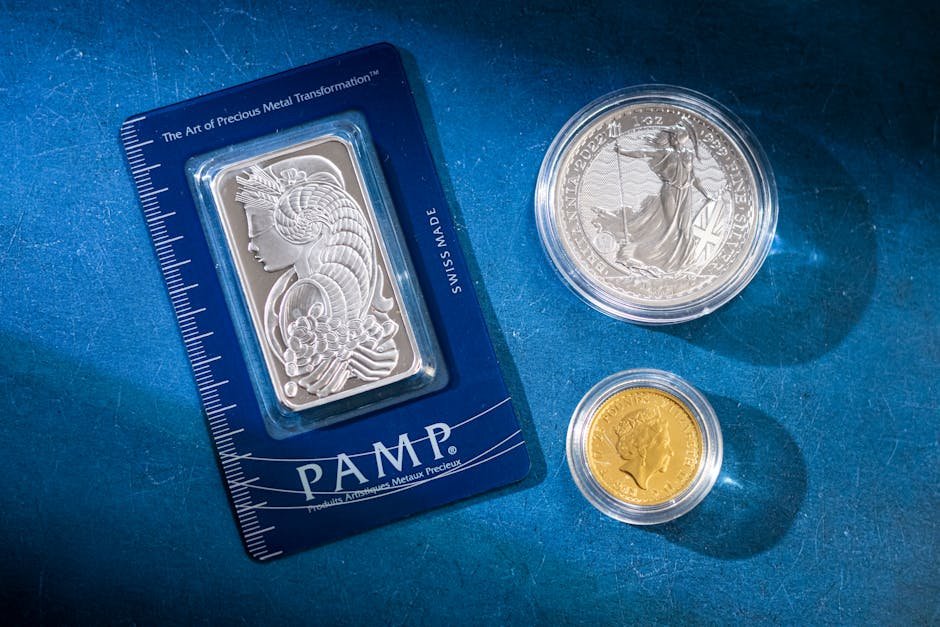 silver coins gold bars precious metals