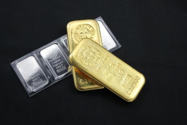 gold bars trading close up