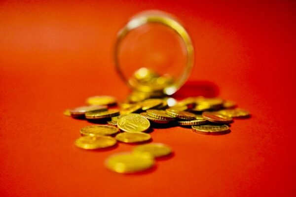 gold coins collection close up