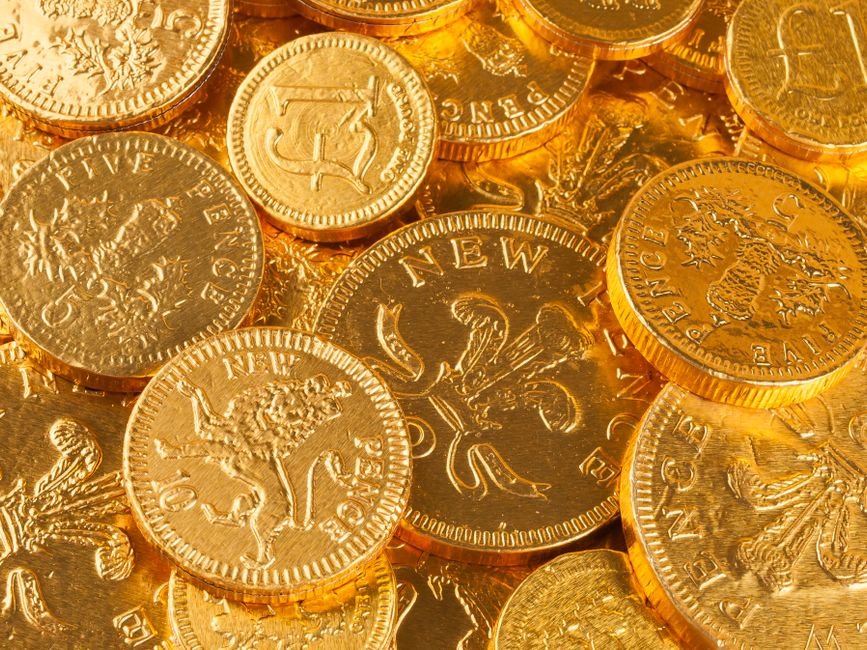 gold coins collection close up