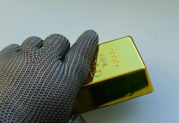 gold bars investment portfolio close up
