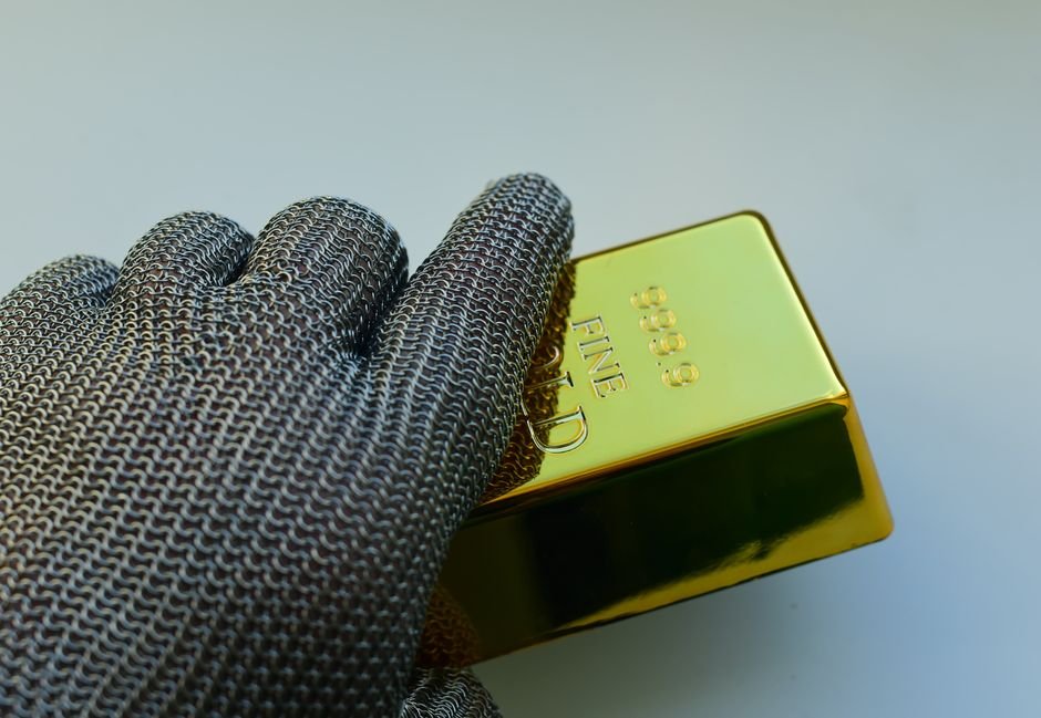 gold bars investment portfolio close up