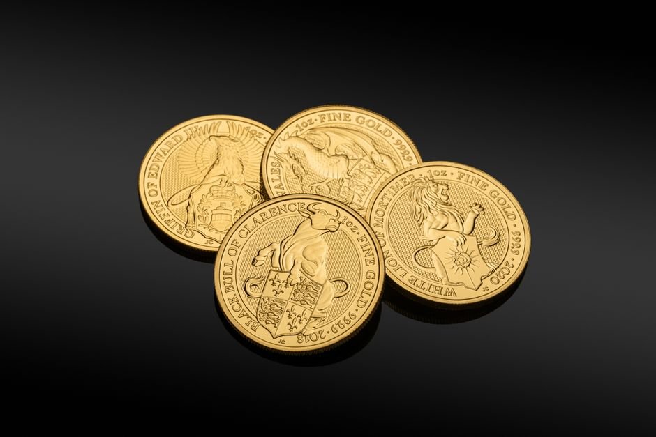 gold coins collection close up